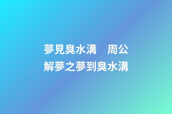 夢見臭水溝　周公解夢之夢到臭水溝